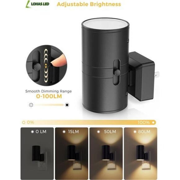 LED Night Light Plug in Modern Night Lights Dimmable Adjustable Brightness2 Pack - Picture 3 of 7